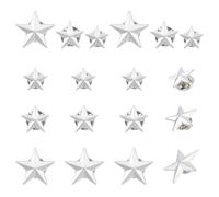 AHANDMAKER 18Pcs Silver Point Star Lapel Pins, 3 Sizes Platinum Five-Pointed Star Badge Pin, Memorial Day Veterans Day Labor Day Independence Theme 4th of July Brooches Pins for Backpacks Clothes Hats