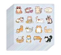 AHANDMAKER 192Pcs Cute Cat Glitter Stickers, Waterproof Kawaii Cartoon Cat Planner Stickers Animal Theme Decorative PVC Decals for Laptop Water Bottle Scrapbook Crafts Party Decor Gifts, 5.9x5.9 Inch
