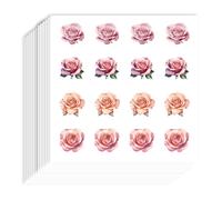 AHANDMAKER 192Pcs Self-Adhesive Pink Rose Planner Stickers, Waterproof Pink Flower Stickers Decorative Paper Decals for Planner Calendar Scrapbook Crafting Arts Party Decor Gift Bag Envelope Seal