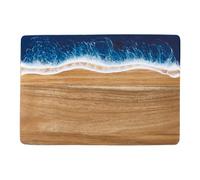AHANDMAKER 1Pc Acacia Wood Cutting Board Resin Rectangle with Blue Wave Pattern 14x10 Inches Ocean Wooden Spliced Board for Gift Vegetable Meat Fruit, Kitchen Meal Prep Serving Tray, Camel
