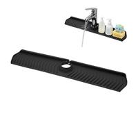 AHANDMAKER 1Pc Black Kitchen Sink Faucet Mat Silicone Splash Guard 30in x 5.75in Faucet Drip Catcher Folding Sink Protector for Area Protection Counter Dry and Household Use