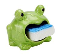 AHANDMAKER 1Pc Green Ceramic Frog Sponge Holder 4.9x3.9x4.1in Cute Whimsical Kitchen Decor Modern Sink Caddy Organizer for Kitchen Sink Home Decor Novelty Gift Giving