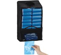 AHANDMAKER 1Pc Plastic Bag Holder Grocery Bag Organizer Trash Bag Dispenser Large Wall Mount Mesh Hanging 16.93x9.84x6.10in for Kitchen Garage Storage Home Organization, Black