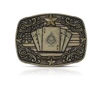 AHANDMAKER 1Pc Western Belt Buckle Antique Bronzen Alloy Cowboy Buckle for Men Women with Longhorn Bull Goat Poker Horse Design for Texas Rodeo Western Parties Daily Wear 3.5in x 2.6in