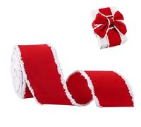 AHANDMAKER 2-1/2 Inch Red Velvet Wired Ribbons with Snowy Edge Christmas Ribbon Gift Wrapping Ribbon for Craft Birthday Wedding Festival Holiday Decoration Double Faced Design 5.5 Yards