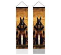AHANDMAKER 2 Pack Egyptian Anubis Wall Tapestry Egyptian Hieroglyphs Art Wall Hanging Decor Vertical Long Tapestry Home Decor for Bedroom Living Room Wall Decoration, 13 x 51 Inch