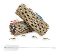 AHANDMAKER 2 Pcs Resin Cholla Wood Aquarium Decor Realistic Column Design 6x2in Shrimp Habitat for Fish Reptile Tanks Shrimp Hide Cave Aquarium Decoration Lowers, Brown