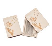 AHANDMAKER 2 pcs Wooden Needle Box Sewing Needle Storage Box Sewing Pins Organizer with Dandelion Print for Quilters, Sewers, Tailors, White,3.15"x1.97"x0.14"