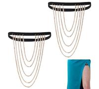AHANDMAKER 2 Pieces Crystal Thigh Chains Rhinestone Body Chain Adjustable Sparkly Layered Leg Chain Rave Party Thigh Chain Body Jewelry Accessories for Women and Girls, Golden