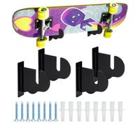 AHANDMAKER 2 Sets Acrylic Skateboard Wall Mount, Skateboard Wall Hanger Storage Rack Horizontal Skateboard Deck Display Storage Floating Rack for Longboard, Snowboards, Penny Boards(Black)
