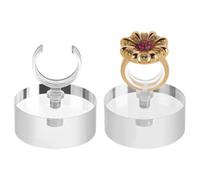 AHANDMAKER 2 Sets Clear Acrylic Ring Display Stand, Flat Round Finger Ring Showcase Holder Jewelry Storage Organizer Display Riser Stand for Rings Trade Show Store Countertop Photography Home Decor
