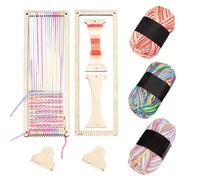AHANDMAKER 2 Sets Weaving Loom Kit Weaving Frame Set with Yarns,Rods,Combs,Shuttles 2.6 x 8 Inch Wood Bookmark Knitting Loom for Adults Weaving Lovers, Contains Enough Weaving Yarn