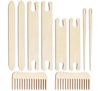 AHANDMAKER 2 Sets Weaving Tool Kit, Including 2Pcs Weaving Combs, 4Pc Wood Knitting Looms Shuttle, 2Pcs Wood Stick and 2Pcs Crochet Needle, Loom Machine Accessories for DIY Craft