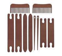 AHANDMAKER 2 Sets Wood Knitting Loom Tool Kits 5 Pieces Knitting Weaving Loom Tools Shuttle Weaving Stick for Beginner Weaving DIY Craft Weaving Accessories