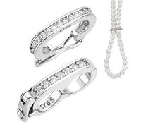 AHANDMAKER 2 Styles 925 Sterling Silver Necklace Enhancer Shortener Clasps, Peanut Pearl Click Clasp Connector, Pearl Shortener Push Clasp with Secure Lock for Gemstone Bead Necklace Jewelry Making