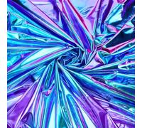 AHANDMAKER 2 Yards Metallic Foil Stretch Fabric Medium Purple Hologram Sewing Fabric 63 Inches Wide Mirror Reflective Vinyl for DIY Textile Dancewear Costumes Garment Accessories