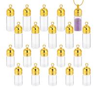 AHANDMAKER 20 Pack Glass Vial Pendant Necklace Openable Perfume Bottle Golden Wishing Mini Bottle for Wedding Party Favors DIY Crafts Valentines Day Memorial Keepsake Decoration