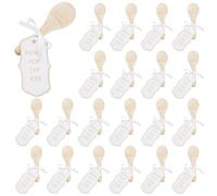 AHANDMAKER 20 Pcs Mini Wooden Maracas for Wedding with Ivory Ribbon and Card Tags Table Favours Musical Instrument for Weddings Mexican Party Props Birthday Carnival