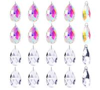 AHANDMAKER 20 Pieces 2 Style 43mm Crystal Prisms Chandelier Colorful Bauhinia Ornament Chandelier Parts Rainbow Maker Crystal Suncatcher Beads Hanging Pendants for Party Tree Decoration DIY Jewelry