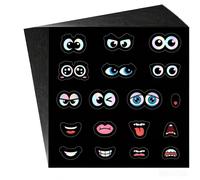 AHANDMAKER 20 Sheets Cute Cartoon Face Expression Holographic Stickers, Rainbow Eyes Nose Mouth Stickers Waterproof Vinyl Decals for Laptops Water Bottles Planners Scrapbooks Crafts Party Favors