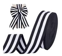 AHANDMAKER 20 Yards Black and White Ribbon 1-5/8 inch Grosgrain Fabric Ribbon Black and White Stripe Wired Ribbons Wired Craft Ribbons for Christmas Halloween Wedding Craft Gift Wrapping Bouquets