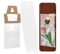 AHANDMAKER 200 Pcs Clear Plastic Door Hanger Bags Waterproof Door Knob Hanger Bag Gift Bags with Handles for Community Events Party Favors Christmas Gifts Decoration, 11.8x5.9 Inches