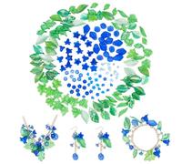 AHANDMAKER 200Pcs 20 Styles Acrylic Flower and Leaves Beads Clear Lily Flower Bead Leaf Shape Acrylic Beads Lily Caps Loose Spacer for Jewelry Making Crafts Necklace Bracelets DIY Supplies