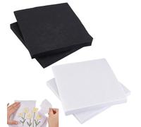 AHANDMAKER 200Pcs Cotton Tear Away Machine Embroidery Stabilizer Backing, 7.87x7.87 Inch Square Precut Sheets Black White Fabric Stabilizer for Machine Embroidery Hand Sewing Quilting Crafts