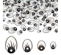 AHANDMAKER 200Pcs Flat Back Acrylic Doll Eye Patch, 4 Styles Oval Craft Eyes for Amigurumi Crochet Doll Puppet Plush Bear Accessories