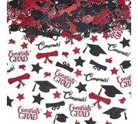 AHANDMAKER 200pcs Graduation Table Scatter Confetti Decorations Table Centerpiece Grad Confetti Red Black Grad Class of 2025 Party Supplies for Congrats Grad Theme Party Table Decor Favors