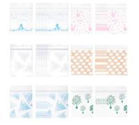 AHANDMAKER 204Pcs 6 Designs Small Zip Lock Bags Transparent Baggies with Unique Patterns HDPE Packaging Bags for Small Business, Storage, Gifts, Candy, 2.36 x 1.57 Inch