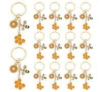 AHANDMAKER 20Pcs Bee Key Chain Bag Charms with Flower Honeybee Cute Enamel Employee Appreciation Keychains Bumble Bee Keyring for Handbag Backpack Purse Bag Accessories