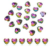 AHANDMAKER 20Pcs Crystal Heart Charm Faceted Crystal Glass Love Beads Heart Prism Suncatcher Hanging Pendant 27mm Rainbow Maker for DIY Craft Jewelry Necklace Bracelet Earrings Making