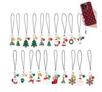 AHANDMAKER 20Pcs Enamel Christmas Charms Santa Snowflake Pendant Xmas Tree Charm with Swinging Tails for Cell Phone, Keychain, Backpack, Gift Making, Holiday Decoration 78~85mm