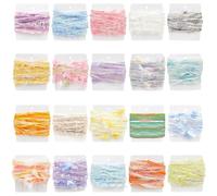 AHANDMAKER 20Pcs Hand Spun Art Yarn 65.6 Yards Gradient Cake Yarns Knitting Weaving Yarn with Decorative Tassels for Crocheting Knitting Shawls Blankets Sweater Making Colorful Crafts