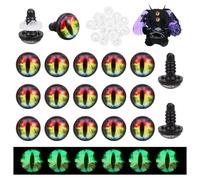 AHANDMAKER 20Pcs Luminous Safety Craft Eye Dragon Eye, Glow in The Dark Plastic & Glass Craft Eyes with Spacer Half Round Safety Eyes for Doll Bear Accessories Halloween Decor, Colorful, 14mm