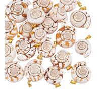 AHANDMAKER 20Pcs Natural Shell Charms, Ocean Beach Spiral Seashell Pendants with Brass Loop Red Lip Shell Dangle Charm for Jewelry Making Necklaces Bracelets DIY Crafts Summer Vacation Wedding Party