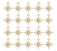 AHANDMAKER 20Pcs Real 18K Gold Plated Brass Star Charms, Cubic Zirconia Star Shape Pendants with Holes Sparkling Celestial Dangle Charm for Jewelry Making DIY Necklaces Bracelets Earrings Crafts