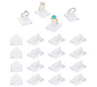 AHANDMAKER 20pcs White Ring Display Holder Plastic Ring Display Clip Acrylic Ring Showcase Single Finger Ring Support for Engagement Wedding Home Ring Selling Jewelry Storage Organizer