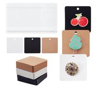 AHANDMAKER 210 Piece 3 Colors Brooch Pin Cards Brooches Display Blank Kraft Paper Square Brooch and Hairclips Display Holder Card Earring Card Holders with Pre-Cut Hole for Selling Jewelry