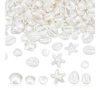 AHANDMAKER 210Pcs 6 Styles Sea Shell Starfish Beads ABS Imitation Pearl Sea Animal Beads Summer Ocean Creature Bead for Jewelry Making Bracelets Necklaces Earrings Bag Beach Decor
