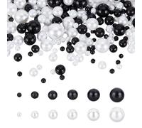 AHANDMAKER 2180 pcs Craft No Holes Pearls, 12 Styles 2.5/4/5/6/7/8mm Black & White Pearls for Crafting Undrilled Imitated Pearl Beads for Table Scatter, Wedding, Birthday Party, Home Decoration