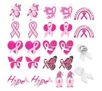 AHANDMAKER 22Pcs 11 Styles Breast Cancer Awareness Lapel Pins - Pink Ribbon Love Faith Strength Hope Butterfly Pins for Survivor Charity Public Event Fundraiser