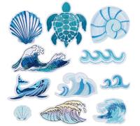 AHANDMAKER 22pcs 11 Styles Ocean Theme Embroidered Patch, Wave Whale Shell Shape Sea Turtle Sewing on Iron on Applique Fabric Hide Damage Decorating for Repair Clothes Backpack Dress DIY Crafts