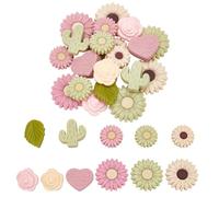 AHANDMAKER 22Pcs 11 Styles Silicone Focal Beads Daisy Shaped Silicone Beads Leaves Hearts Cactus Plant Bead for Pen Decoration Keychain Bracelet Jewelry Making Supplies DIY Craft