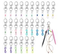AHANDMAKER 24 Pack Pen Holder for Lanyard, Retractable Badge Reel Accessories Colorful Pen Clips with Lobster Clasp for Badge, Nurse Teacher Student Aattachment for Daily Use