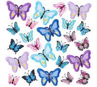 AHANDMAKER 24Pcs Butterfly Patches Applique, 12 Styles Butterfly Embroidery Appliques Sew on Patches, Butterfly Iron On Patch Butterfly Applique for Clothing Dress Shirt Pants Jackets Hats Backpacks