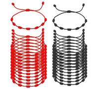 AHANDMAKER 24Pcs Red String Bracelets, Handmade 7 Knots Black and Red Cord Bracelet Amulet for Protection Adjustable Polyester Woven Thread Bracelets for Women and Men Good Luck Gifts