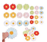 AHANDMAKER 24Pcs Spring Daisy Flower Patches Embroidered Applique Decoration Mixed Color Applique Patches Iron On Patches for Clothes Backpacks DIY Decorative Accessories