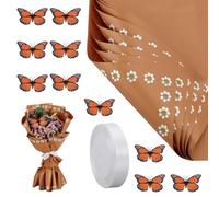 AHANDMAKER 25 Sheet Mexican Flower Wrapping Paper with 10 Monarch Butterfly Waterproof Floral Bouquet Wrapping Paper for DIY Flower Bouquet Wedding Birthday Party Gift Packaging Florist Supplies
